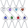 YILUN Personalized 925 Sterling Silver Heart Birthstone Pendant Necklaces Classic Wome Fine Jewelry Pendant for Birthday Gift