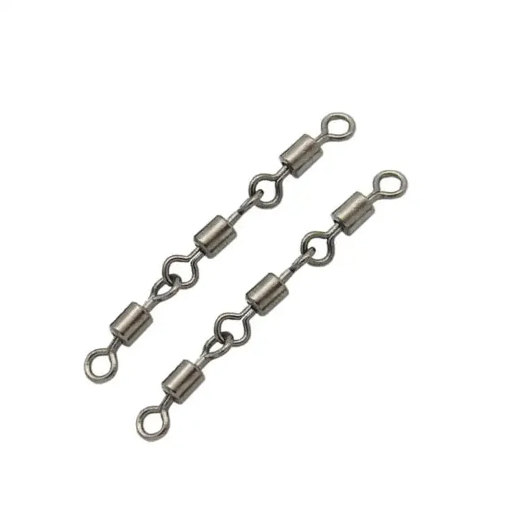 Three Joint Stainless Steel Rolling Swivels Fishing Tackle Accessories