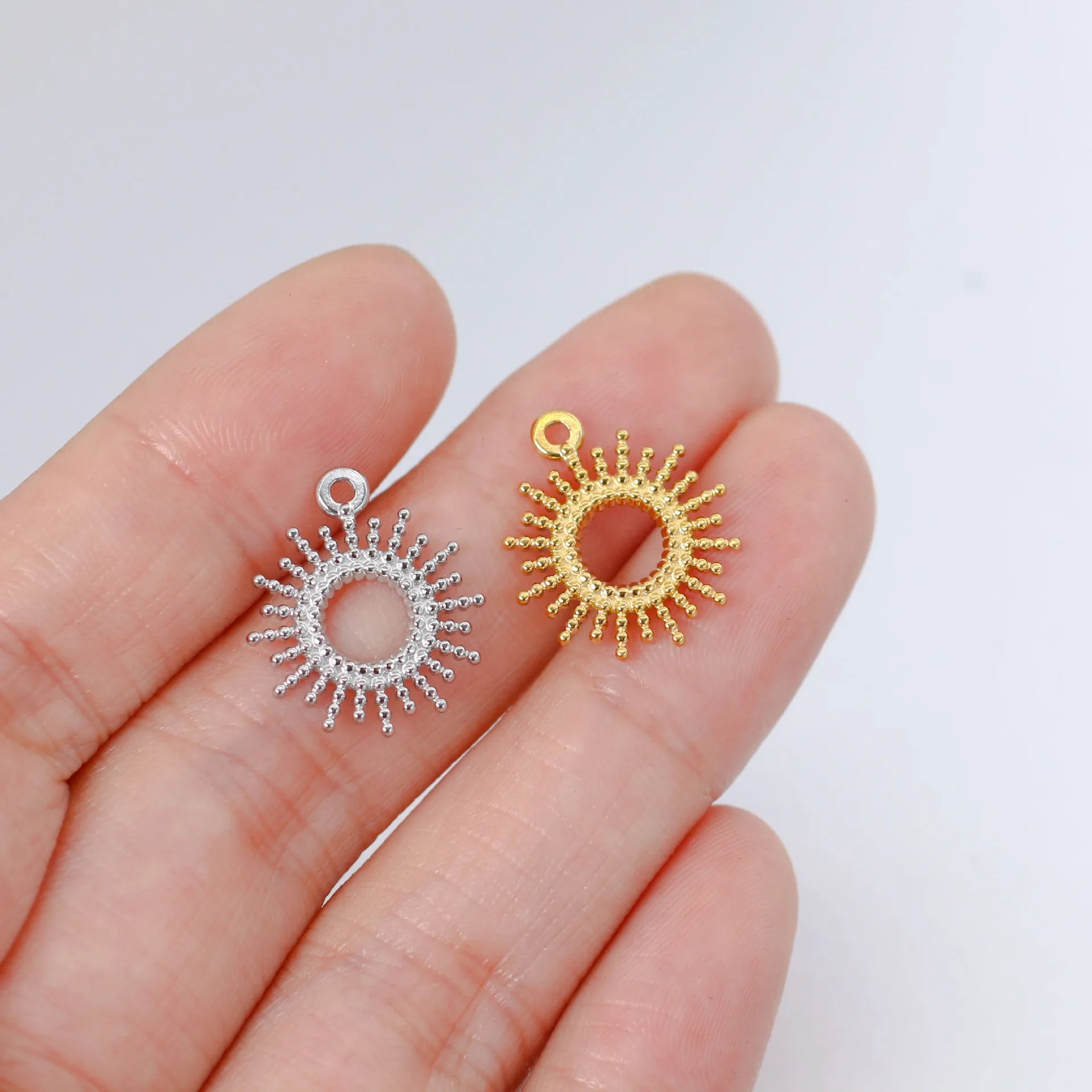 15x18mm Gold DIY Jewelry Making Accessories Finding Stainless Steel Sun Sunflower Shape Pendant Charm for Necklace
