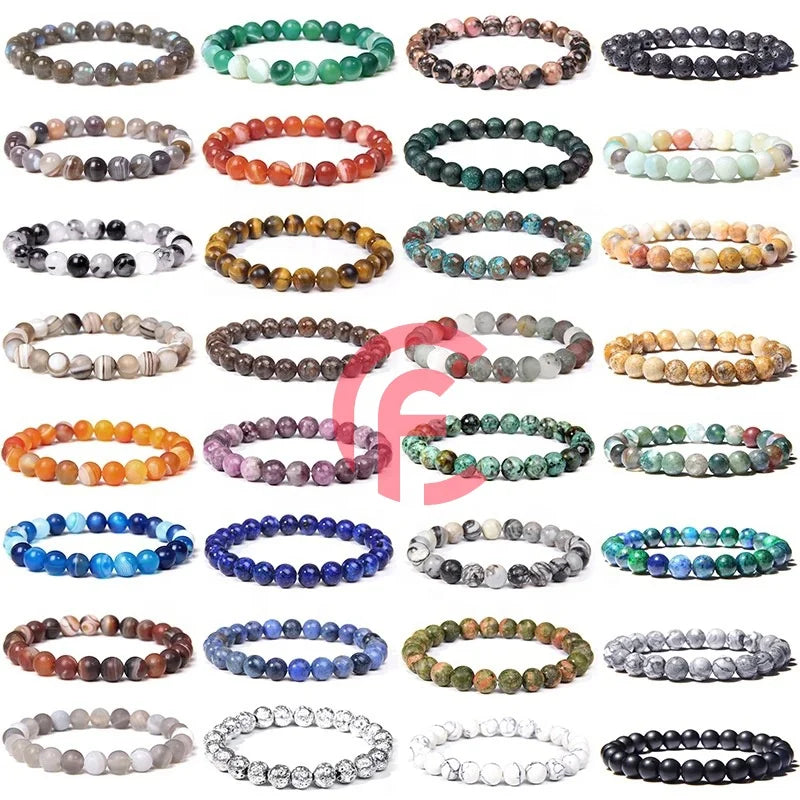 Natural Crystal Stone Amethyst Rose Quartz Turquoise Onyx Agate Beads for Women Men 6mm 8mm 10mm Round Crystal Beads Bracelet