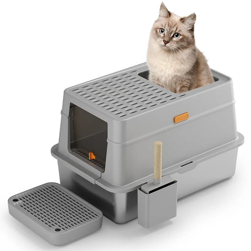 OEM Fully Enclosed 65L Large Cat Litter Pan Automatic Cleaning & Electric Deodorizing Pet Intelligent Litter Box Accessory