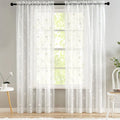 Amity Decorative  Curtain Flower  Embroidery Home Decor Living Room Half Shade White Sheer Curtain