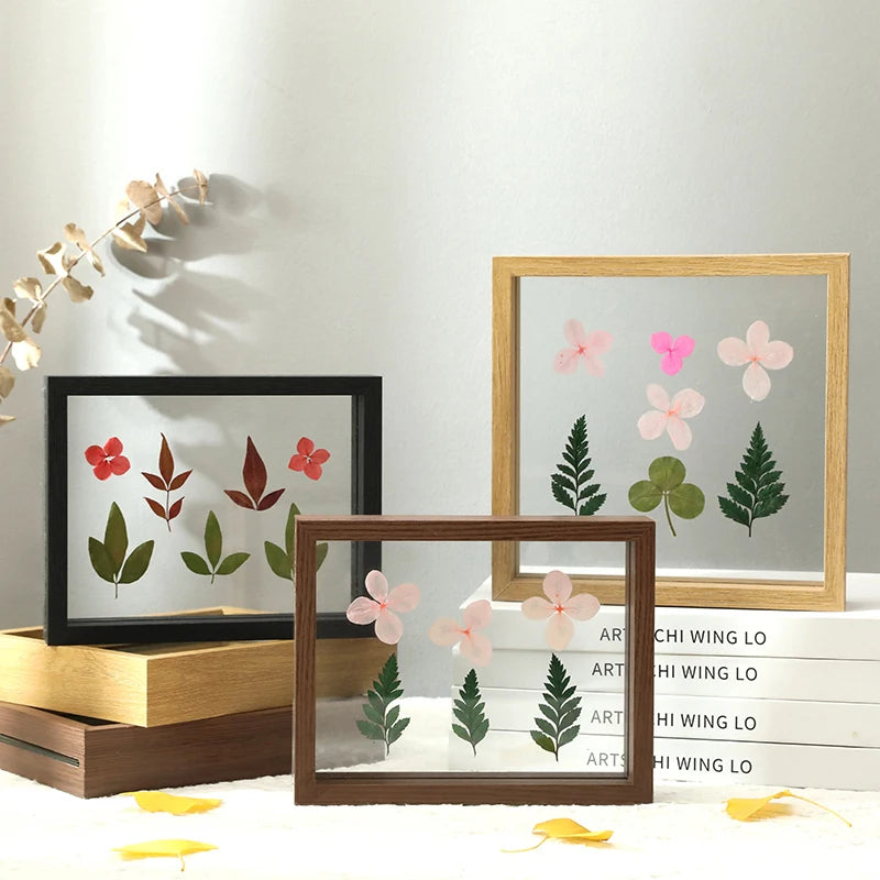 Wholesale Factory Price Double-side Transparent Photo Frame MDF Wooden Picture Frame Wood Floating Photo Frames with Real Glass