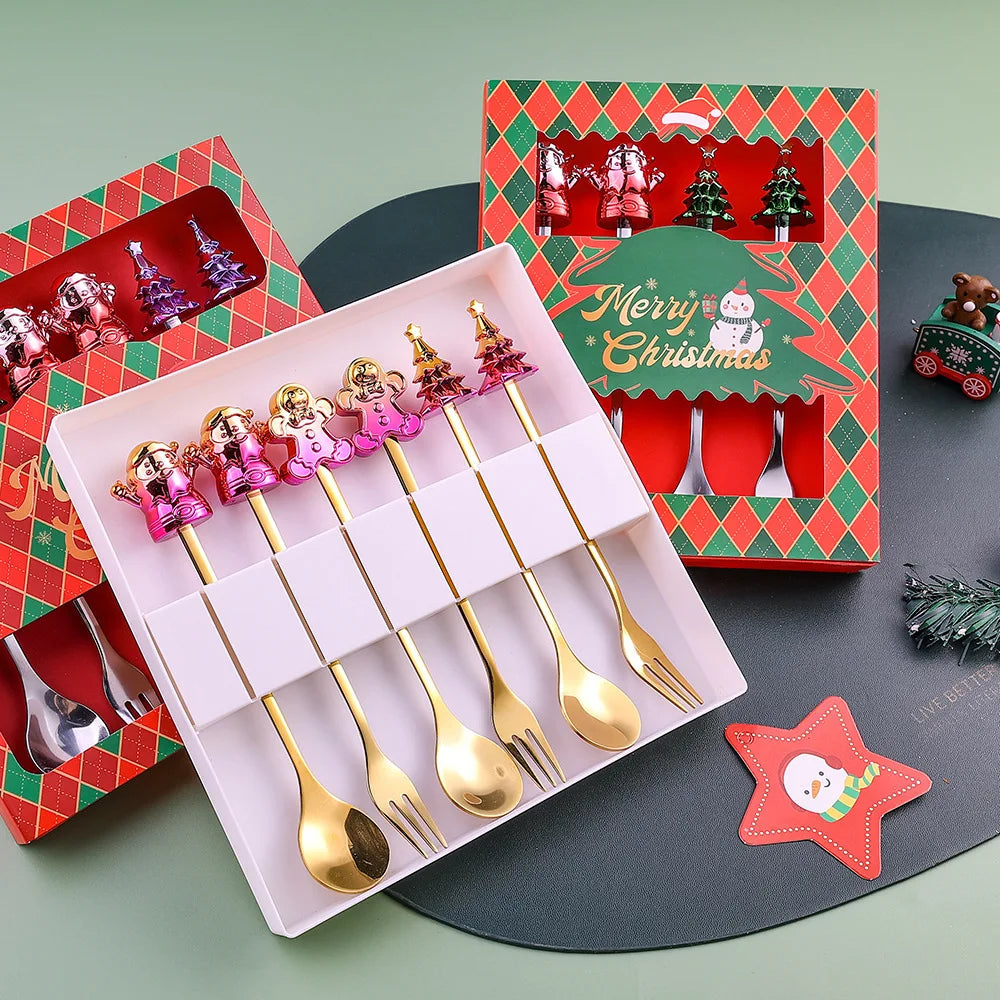 Hot Selling Stainless Steel Cutlery Set Christmas Cutlery Fork Spoon Set With Gift Box