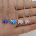 Wholesale Mix Color Stainless Steel Cute Opal Elephant Pendant Necklace for Girl Good Luck Necklace