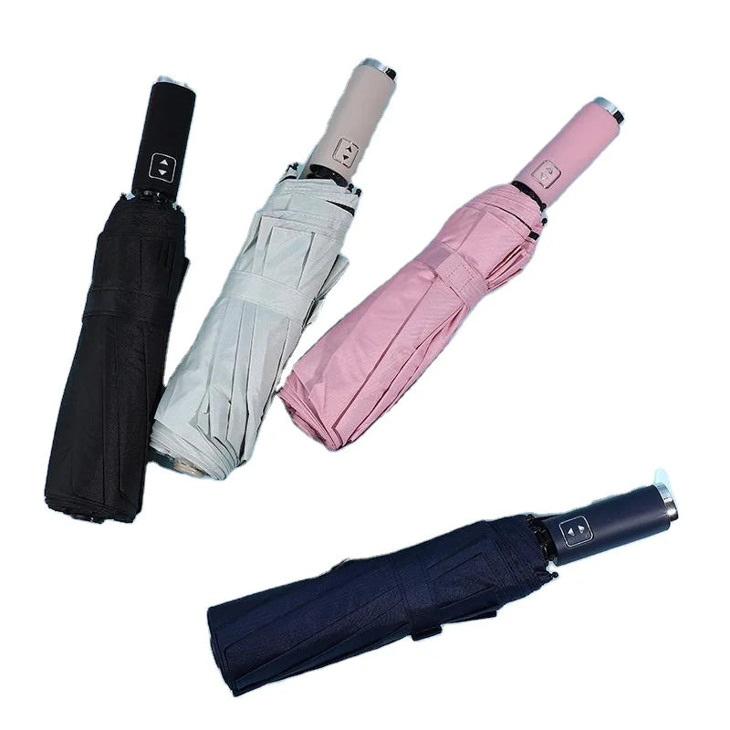 Manufacturers Wholesale Classic Business Automatic 10k Vinyl Three Folding Umbrellas for the Rain