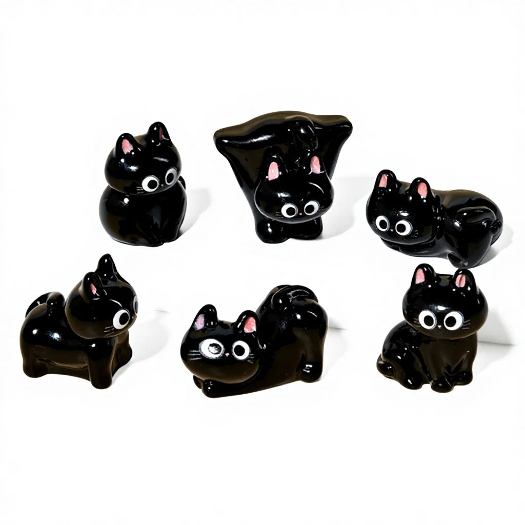 Wholesale Kid  Playdough & Slime Toy Figure Animal Small Resin Miniature Bulk Figurine Black Cat Pond Fairy Garden Decorations