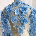 Blue Luxury 3D Beaded Mesh Lace Flower Patch Wedding Dress Accessories Applique for Bags Shoes Embroidered Elegant 100%