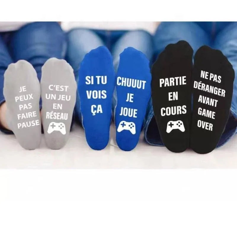Wholesale Fashion Letter Slogan Video Game Socks Men Unisex Novelty Gamer Gaming Cotton Crew Socks