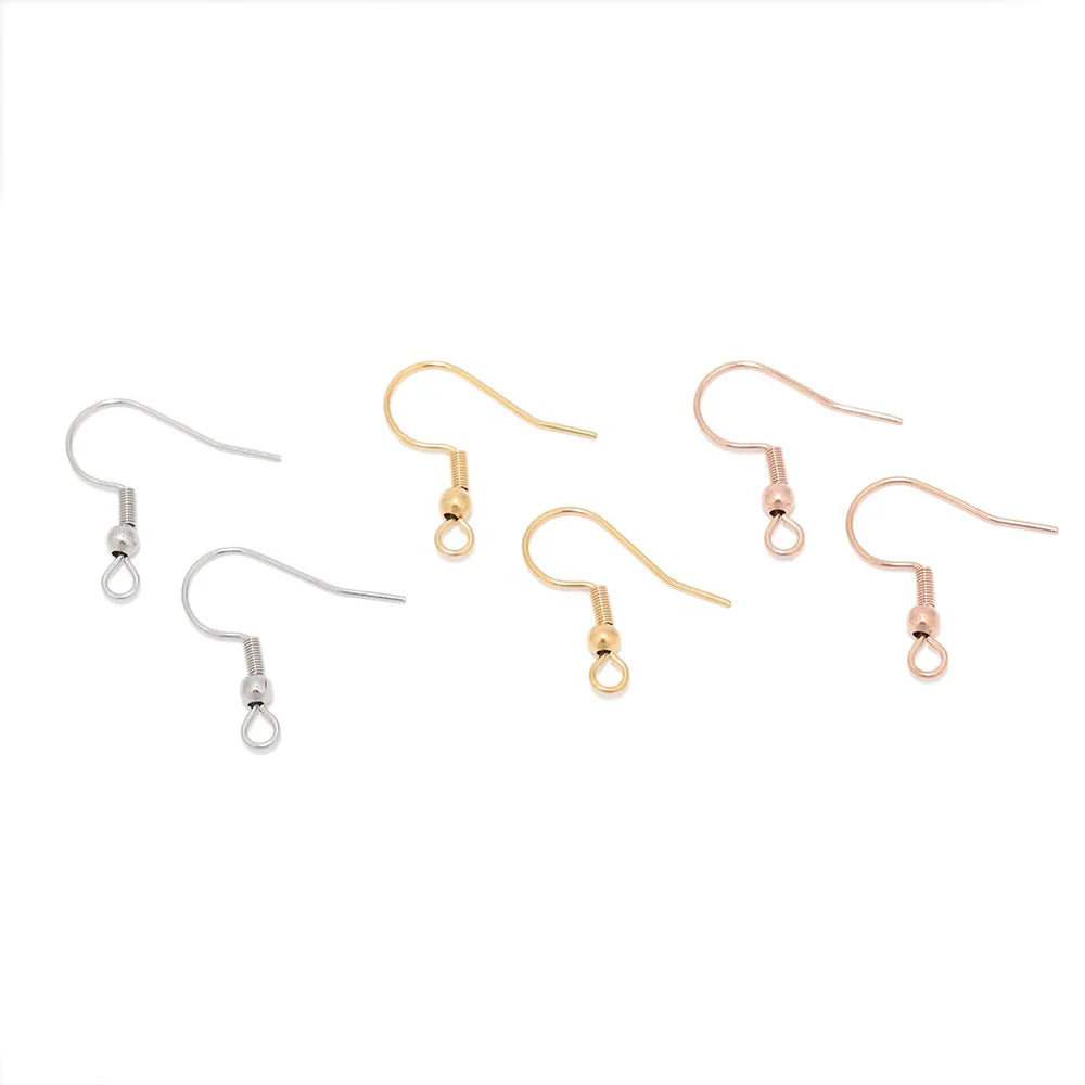 50pcs Fashion Stainless Steel Spring Round Bead Earrings Hook for DIY Earrings Accessories Findings Jewelry Wholesale