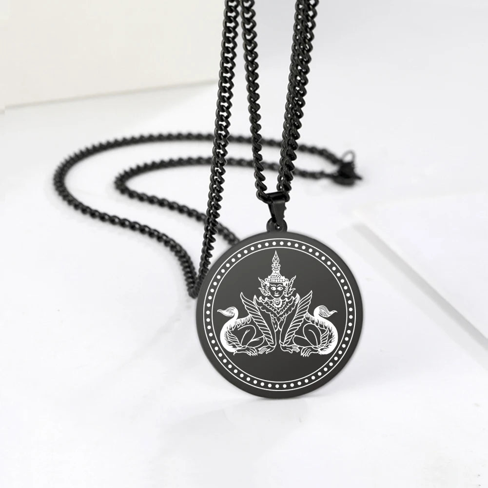 Sphinx Necklace Pharaoh Pendant Egyptian Jewelry Vintage Talisman Necklace for Men Stainless Steel