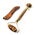 DIY Wholesale Custom Logo Facial Jade Stone Massage Roller Gua Sha Tool Set Yellow Tiger EyeJade Roller for Face