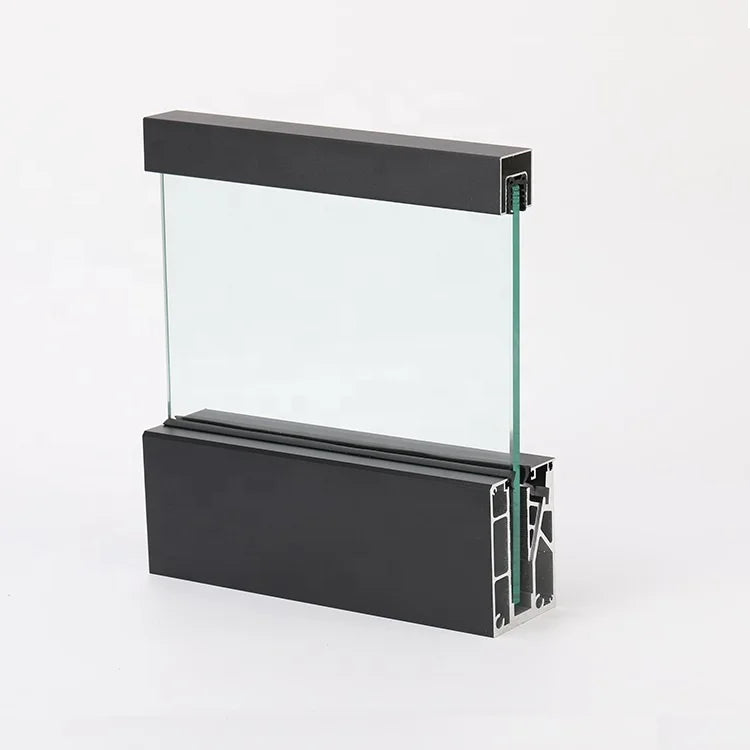 EKOO Modern Aluminum U Channel Glass Railing with Satin/Black/Silver/Gold Finish 12-18mm Thickness Mall Use 5 Year Warranty
