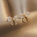 Zircon Diamond-Studded Bow Earrings Female Fashion Trend Temperament Small Earrings New Fashion Fruit Alloy Earrings