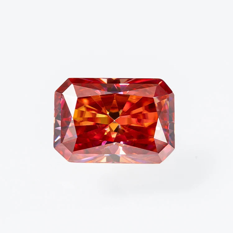 Goldleaf Jewelry Gems Wholesale GRA Certified VVS Clarity Red Radiant Cut Loose Moissanite Gemstone Certified VVS Moissanite