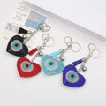 Evil Eye Heart Shape Keychain Charm Handbag Pendant Rhinestone Car Keyring for Women Decorations