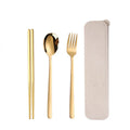 Stainless Steel Korean Spoon Fork Chopsticks Cubiertos Outdoor Portable Cutlery Set in a Case