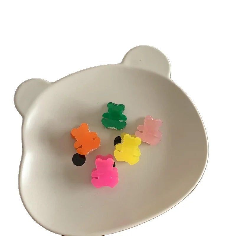 Fluorescent Bear Clip Cute Mini Bangs Girl Hair Clip Edge Clip Japanese and Korean Kid Accessories for School