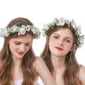 Bohemian Newlywed White Corolla Hair Accessories Full Star Green Water Grass Garland Headband with Floral Design
