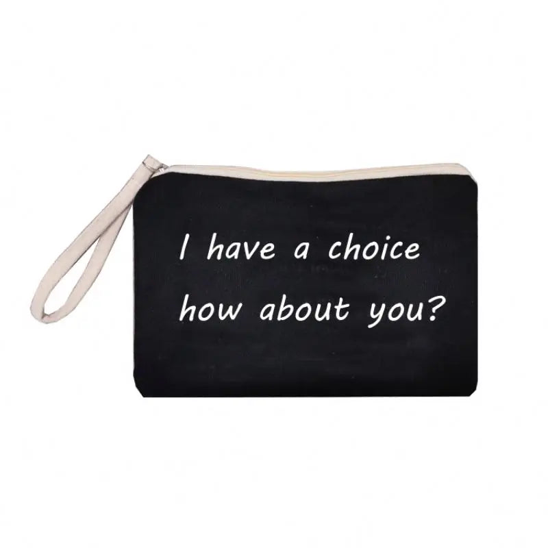 Black Cotton Canvas Travel Makeup Brush Bag With Heat Transfer Printing