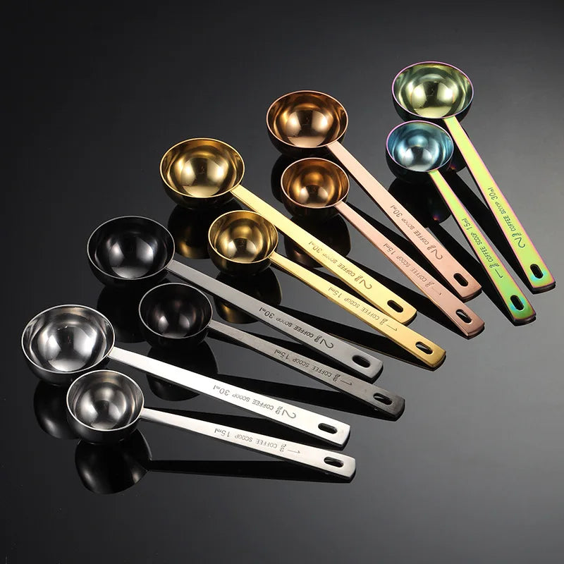 2021 New Design 15ml 30ml Food Grade Stainless Steel Round Shape Measuring Spoon