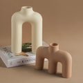 Ceramic Art Flower Vase Modern Plain Color Living Room Vase Fine Decorative Arts and Crafts