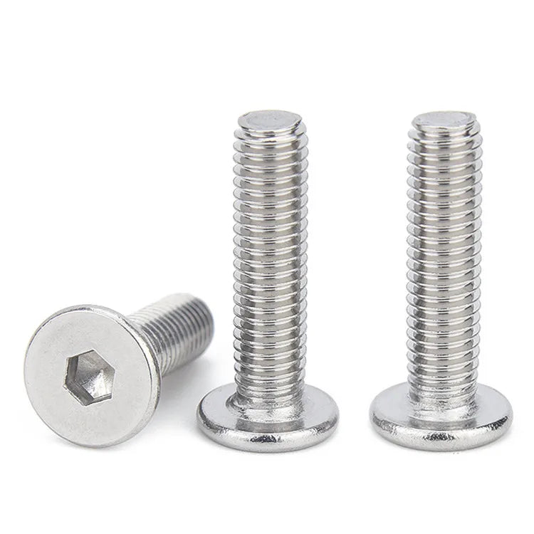 Din 100pcs/Bag Plain Stainless Steel SS Flush Head Bolts M2.5 M3 M4 M5 M6 M8 Flat Head Countersunk Hex Socket Allen Bolt