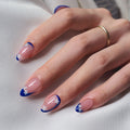 BTArtbox Short Almond 3D Press on Nails With Blue Blossom Flower Summer Wholesale Soft Gel Artificial False Fake Nails With Glue