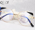 2025 Jiuling Eyewear Fashion Anti Blue Ray Computer Optical Eyeglasses Women Oversized Cat Eye Metal Frame Custom logo Glasses