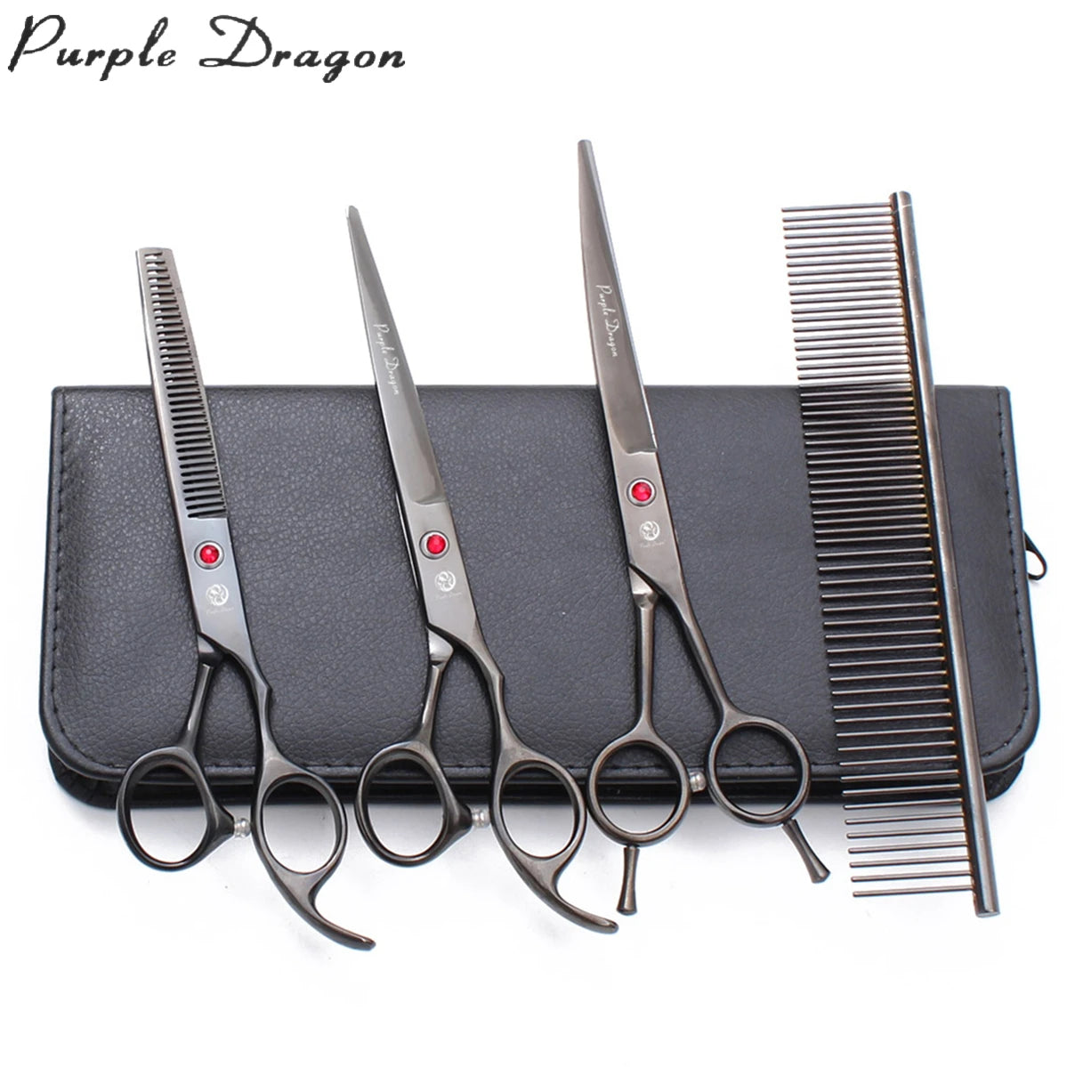 Dog Grooming Scissors Kit 7" Stainless Steel for Professional Pet Hairdressing Shears Comb Straight Thinning Shears