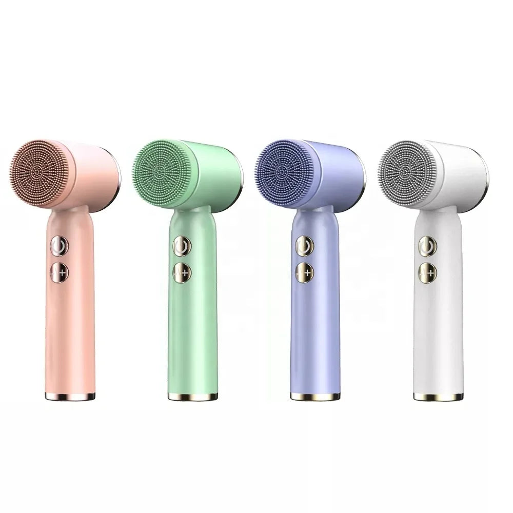 Hot&Cold Compress Silicone Face Skin Scrubber Exfoliating Cleaner Electric Sonic Facial Cleansing Brush