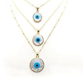 NP1025 Dainty 18k Gold Plated MOP Mother of Pearl Turquoise Inlaid Evil Eyes Pendant Chain Necklace for Women Mother's Day Gift