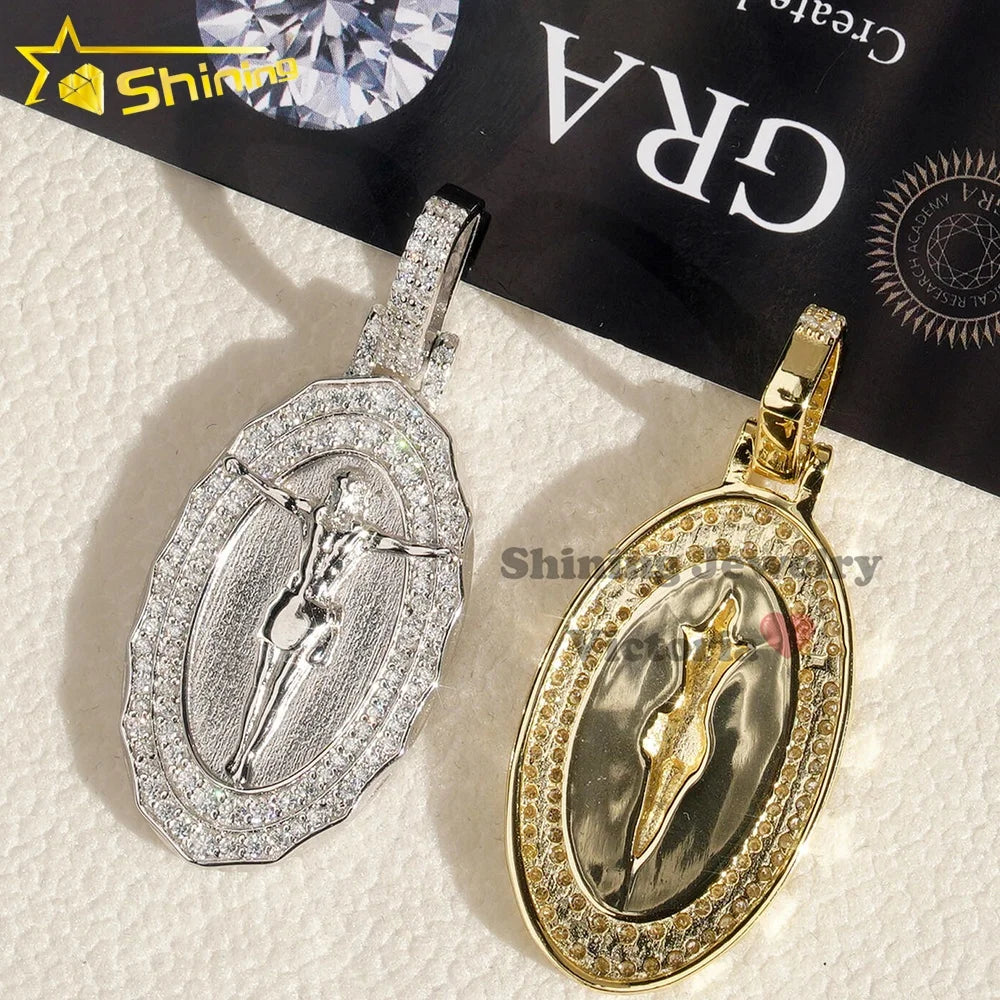 Pass Diamond Tester Silver 925 VVS Moissanite Pendant Hip Hop Jewelry Iced Out Moissanite Hip Hop Jesus Pendant