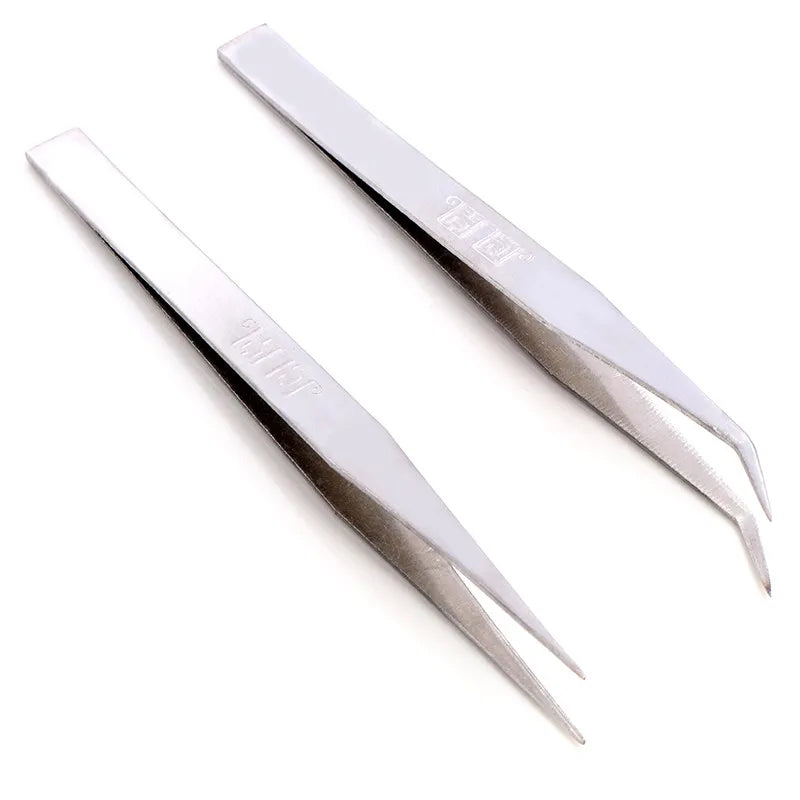2pcs/set Anti-Static Tweezers Bend Long Nose Cross Tweezers for Intersperse Beads Jelwerly Sewing Accessories Tools