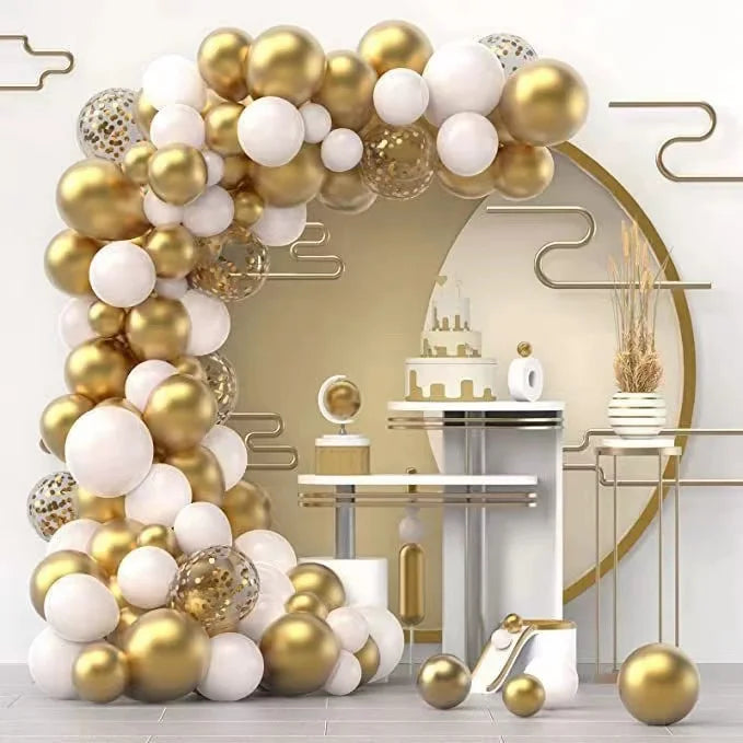 122pcs White Gold Wedding Backdrop Decoration Balloon Garland Arch Kits for Wedding Balloons Decor Anniversary Photo Props