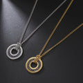 Men's Retro Rune Viking Circle Roman Numerals Pendant Necklace Stainless Steel Round Charm Jewelry