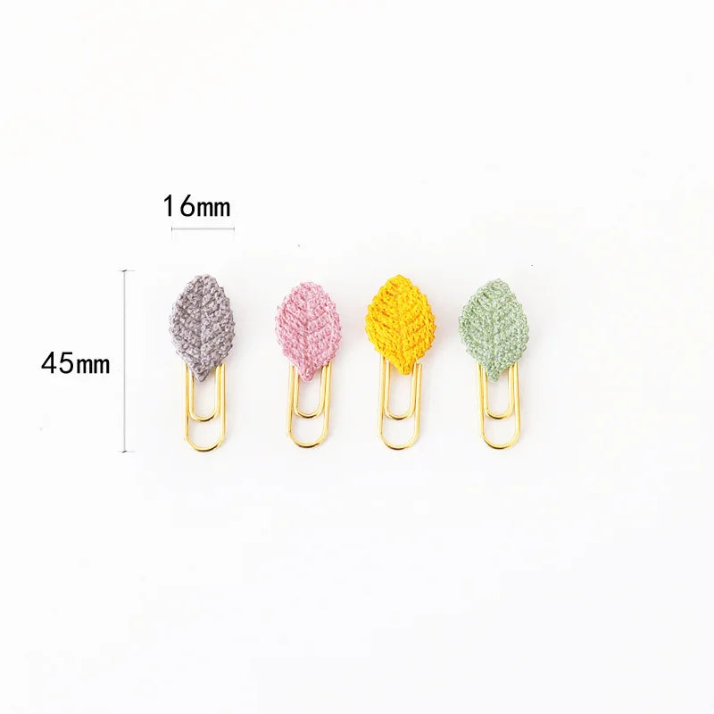 3pcs/set Mini 28mm Gold Cute Kawaii Handmade Metal Index Paper Clips Cloth Art Leaf Planner Bookmark Student Memo Clips
