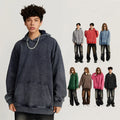 Custom Logo Men's Hoodies Oversize Blank Fleece No String Embroidery Heavyweight Street Wear Plain Acid Wash Hoodies