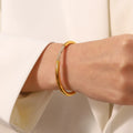 Hammer Pattern Lava Surface Texture 18K Gold Plated Bracelet Stainless Steel Waterproof Open Bracelets for Women