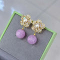 Handmade Fine Jewelry Chakra Healing Crystal Natural Kunzite 925 Sterling Silver Needle Charm Drop Earring