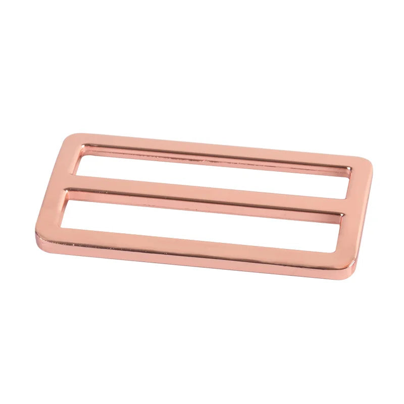 Rose Gold 50mm Flat Slider Triglide Buckle Strap Webbing Connector Flat Rectangle Rings for Bags