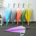 Gradient Color Custom Logo PVC Straight Long Handle Auto Umbrella Clear Matte Transparent Umbrella