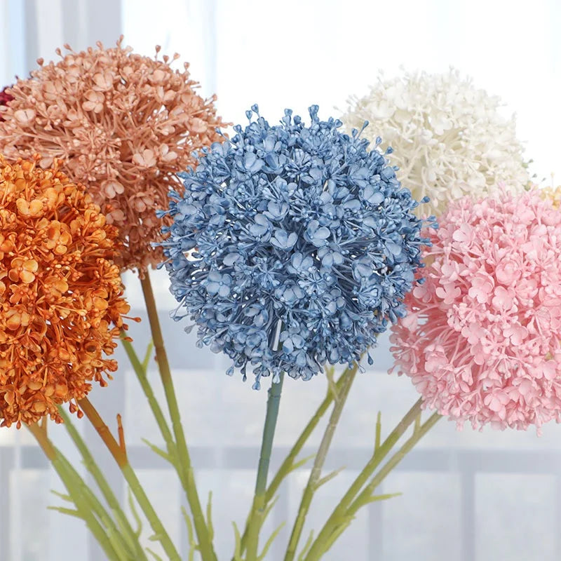O-X714 Wholesale Single Plastic Flowers Dandelion Hydrangea Artificial Dandelion White Blue Dandelion for Home Wedding Decor