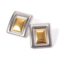 N&S Modern and Bold Stainless Steel Color Rectangular Two-Tone Drop Earrings Fashion Jewelry