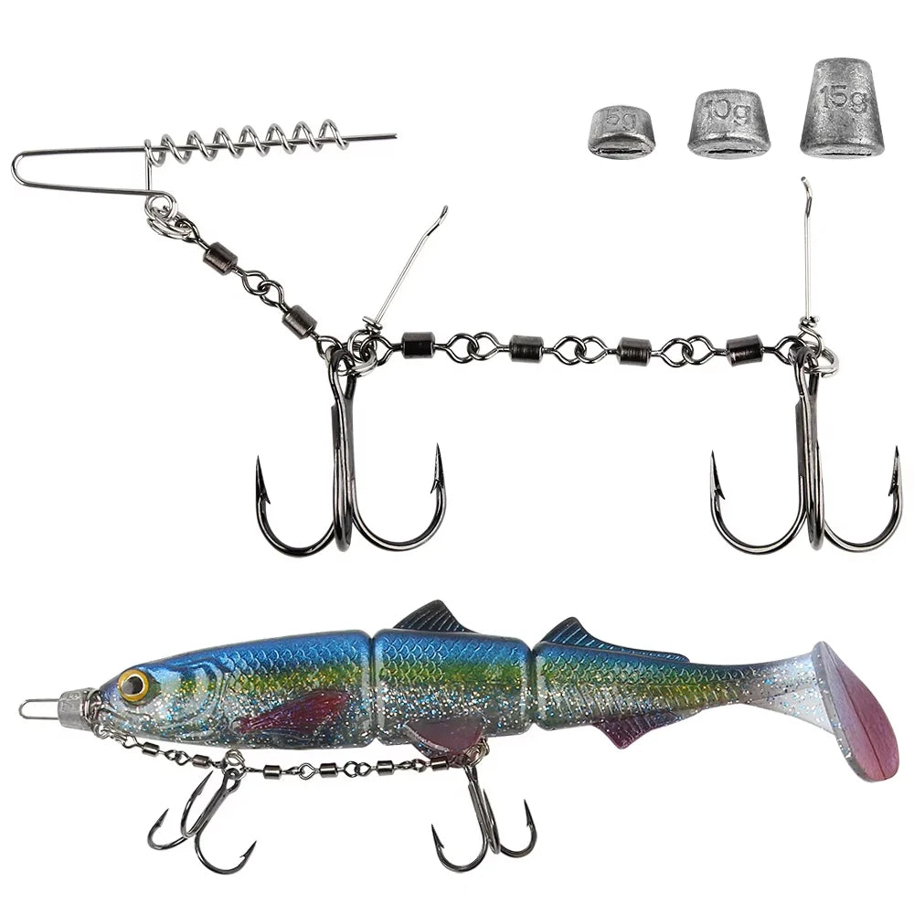 Spinpoler Swivel Stinger Rig Hook System 5g 10g 15g Sinker With Treble Hook Shallow Spro Screw for Soft Lures Pike Fishing
