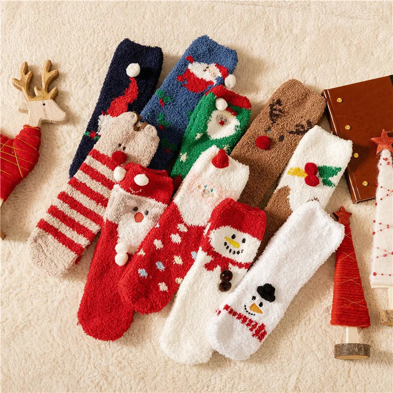Wholesale Women Winter Floor Socks Plush Warm Comfortable Soft Christmas Sock Coral Velvet Christmas Fuzzy Socks