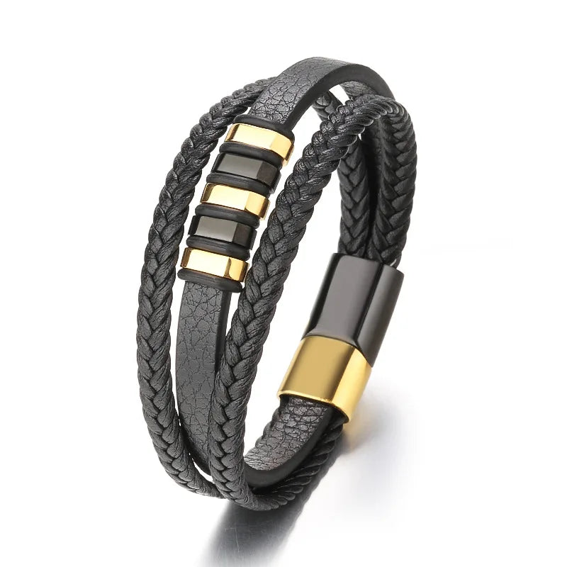 2021 Hot Sale Products Fashion Jewelry 316L Stainless Steel Leather Bracelet Men