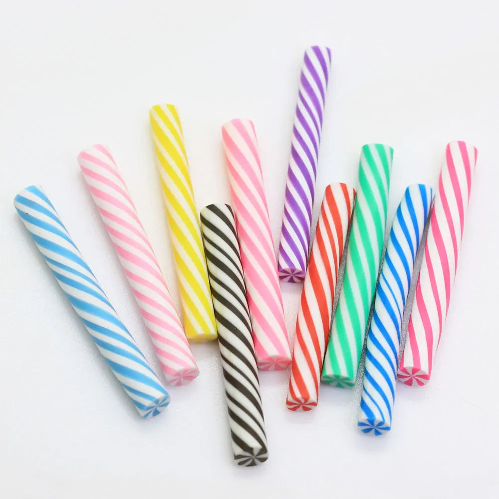 Handmade Clay Lollipop Figurine 50mm Polymer Clay Candy Stick Canes Rainbow Color for DIY Crafts Slime Accessories