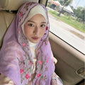 Polyester Lace Cotton Voile Embroidery Women's Shawls Head Hair African Scarfs with Luxury Flower Embroidery