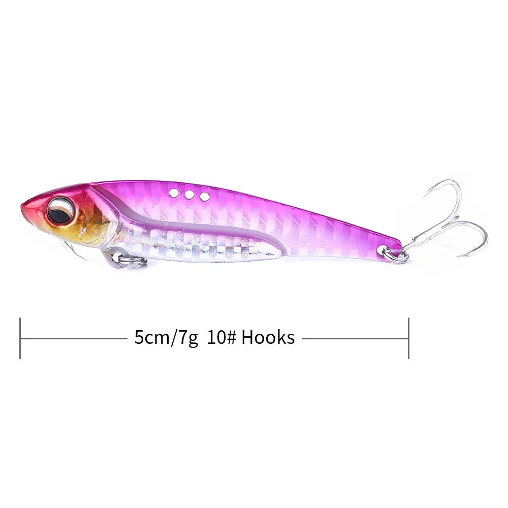 5cm/7g 3D Eyes Metal Hard Lure Vibe Vibration Jigging Fishing Lures for All Depth Long Casting Jig VIB Lure Wobbler